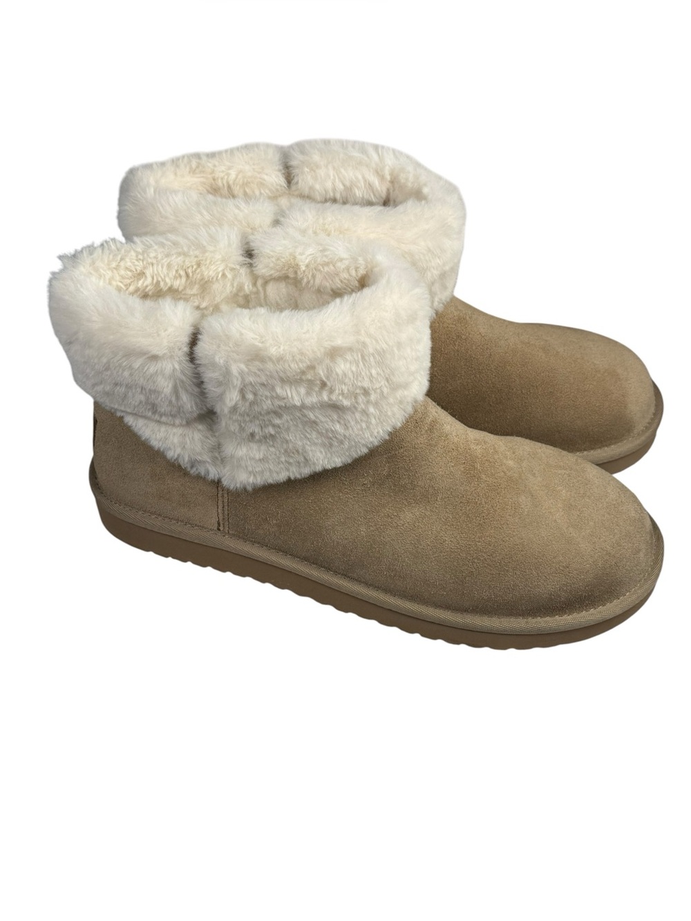 NWOB Koolaburra by Uggs Aubrey Ankle‎ Height Faux Fur Lined Tan Suede Boot 10